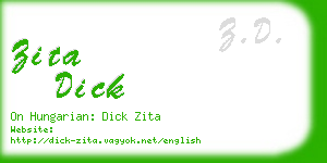 zita dick business card